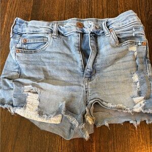 American Eagle Outfitters Light Blue Distressed Jean Shorts